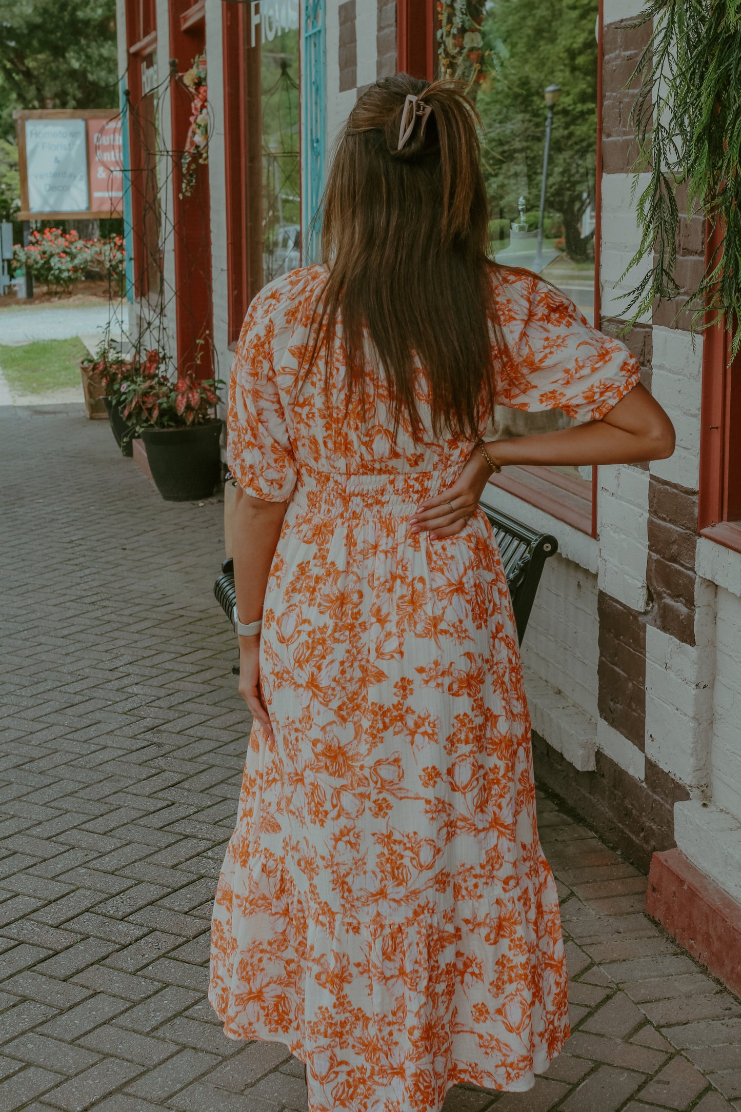 Cora Midi Dress - Blush/Orange