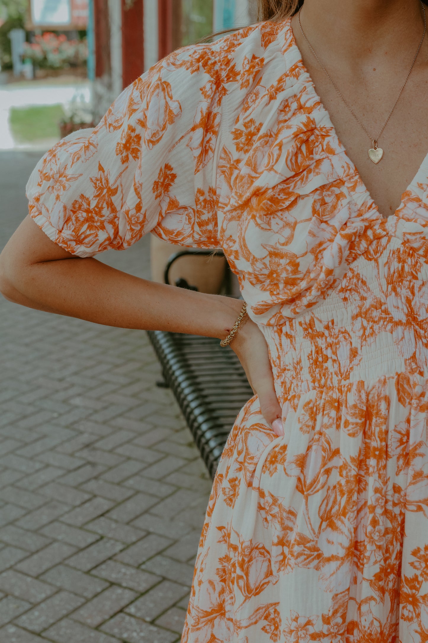 Cora Midi Dress - Blush/Orange
