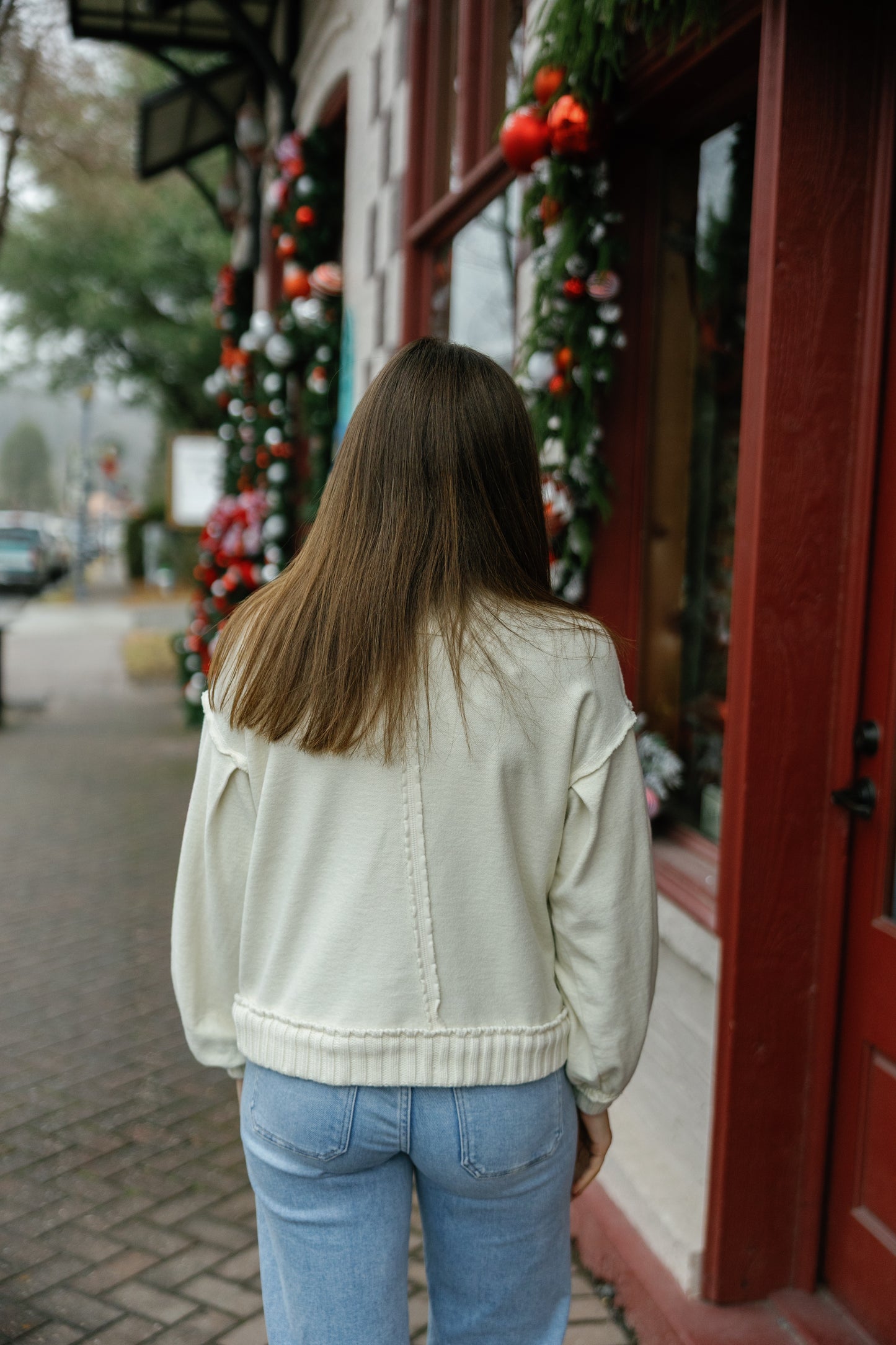 Ribbed Knit Trim Cardigan Jacket - Oatmeal
