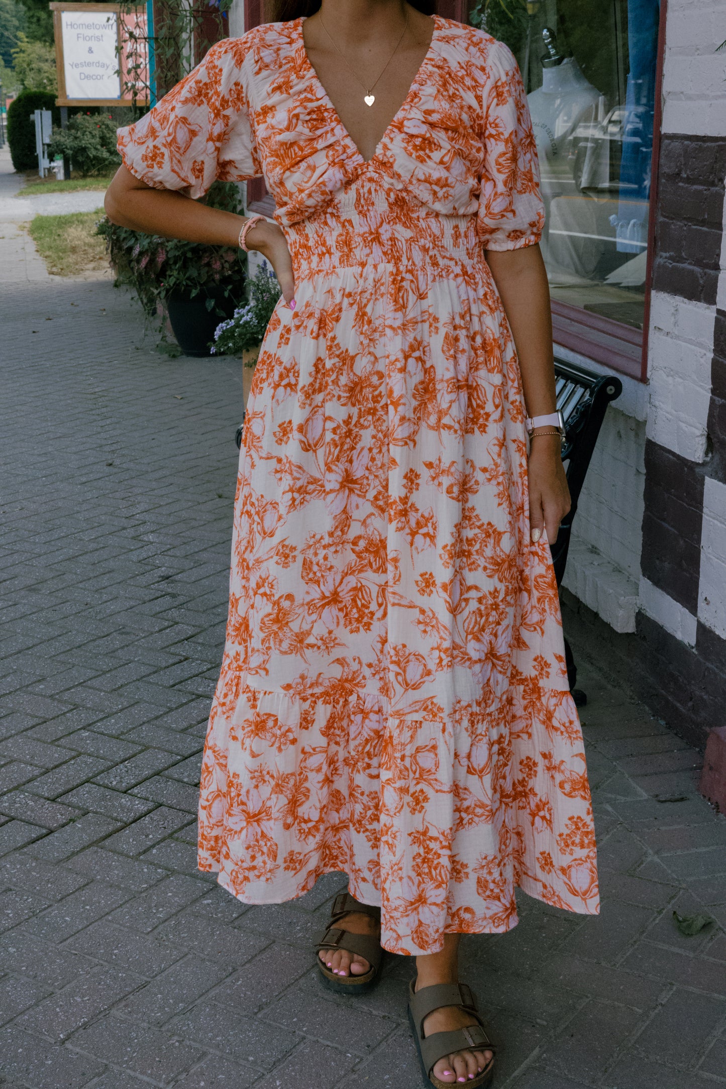 Emma Midi Dress - Blush/Orange