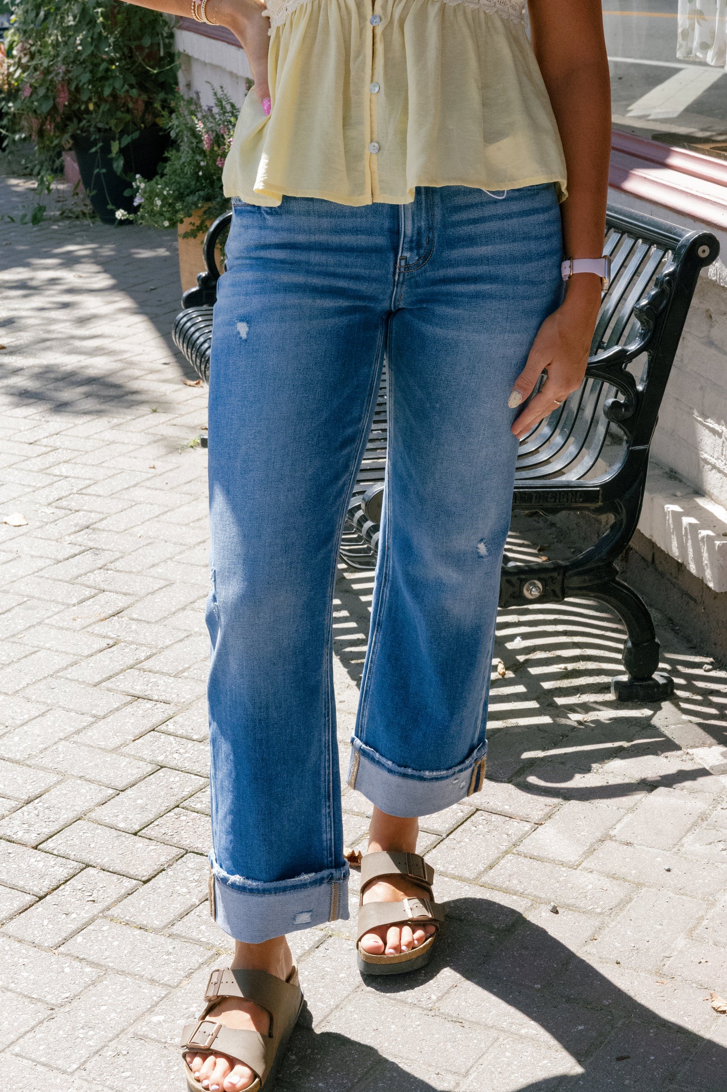 Dark Stone Cuffed Jeans