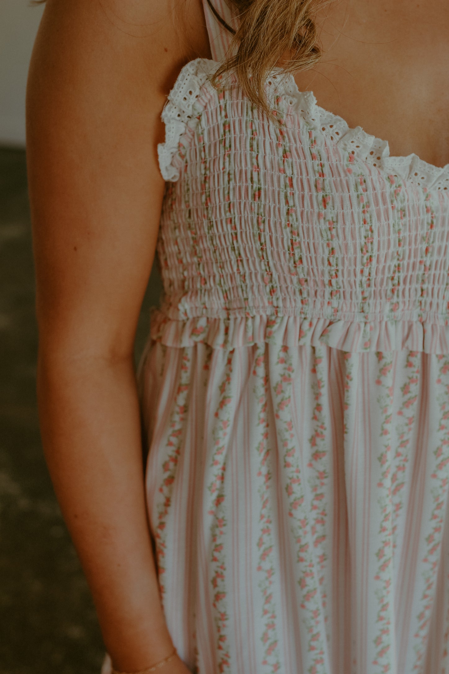 Charlotte Midi Dress - Ivory/Pink