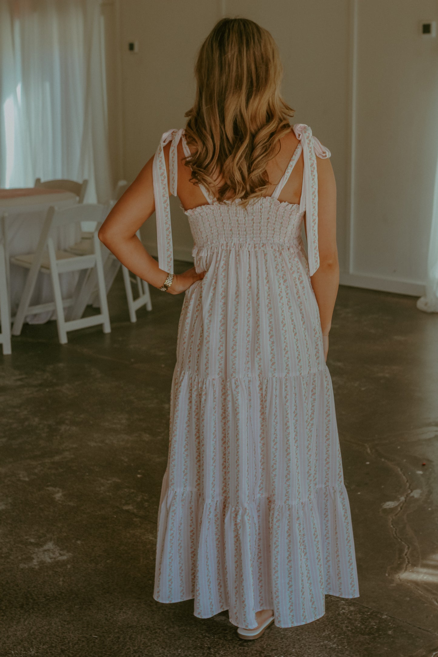 Charlotte Midi Dress - Ivory/Pink