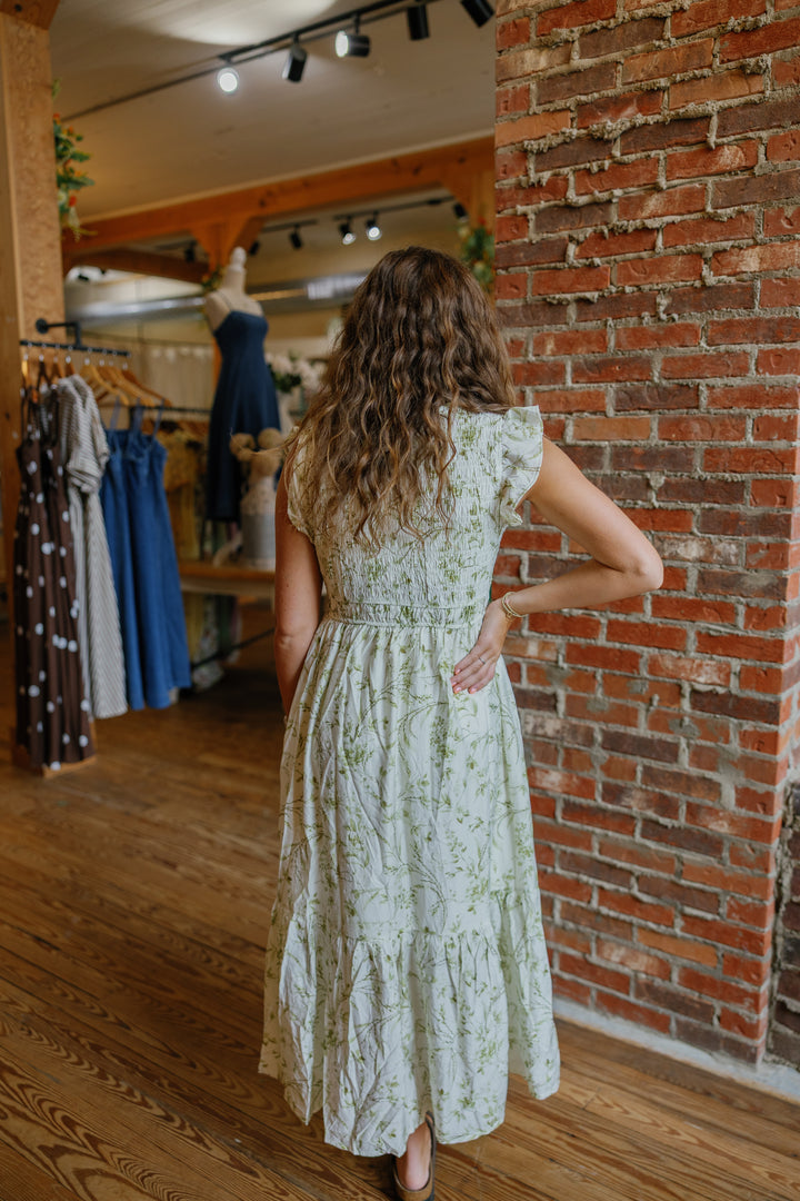 Holly Midi Dress - Light Olive