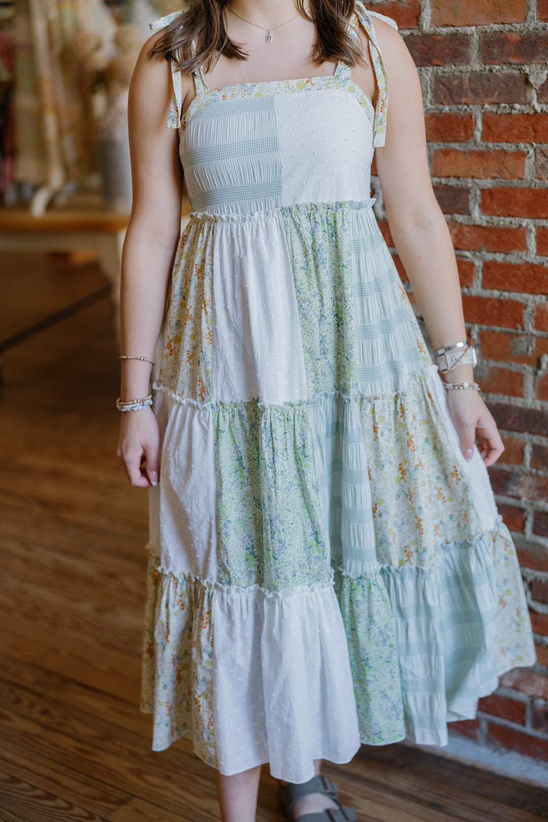 Marie Patchwork Midi Dress