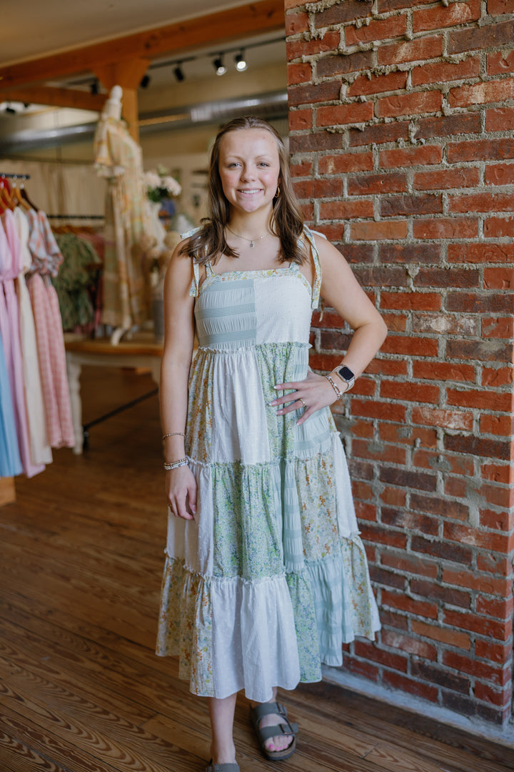 Marie Patchwork Midi Dress