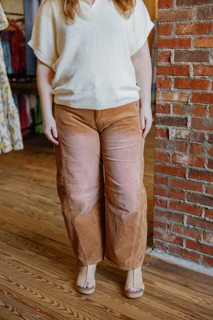 Harper Barrel Pants - Camel