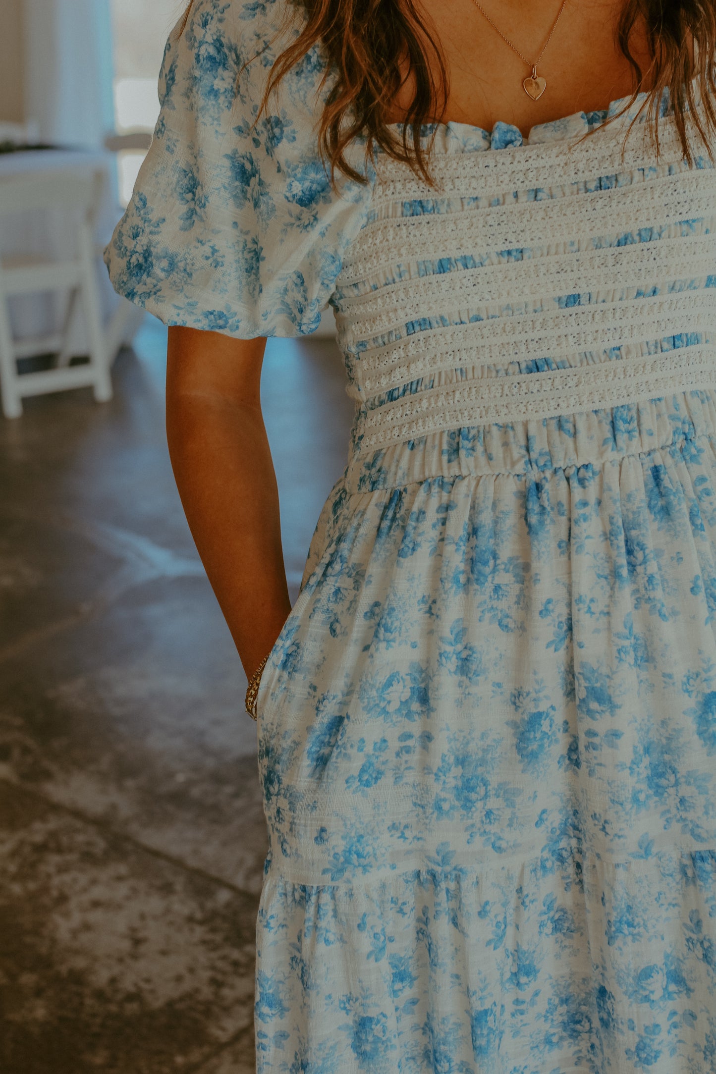 Lou Ann Midi Dress - Blue