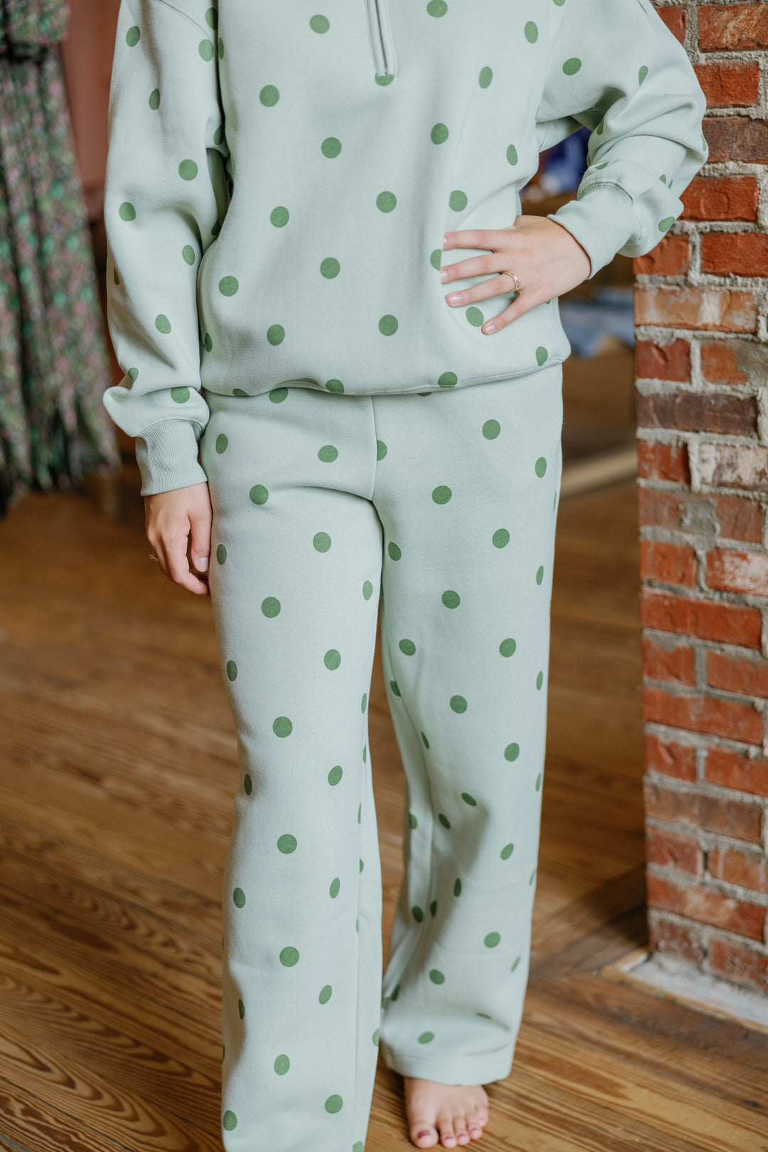 Polka Dot Pants - Sage