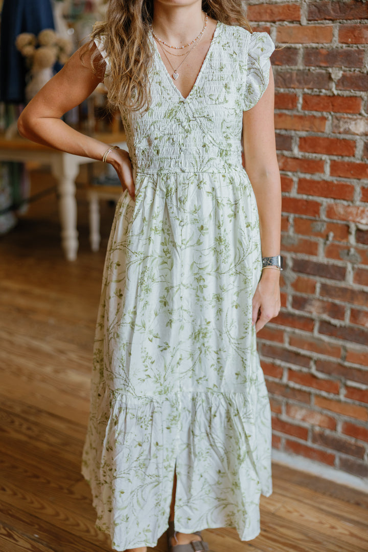 Holly Midi Dress - Light Olive