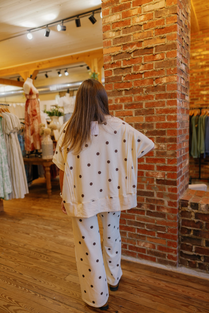 Perfect Polka Dot Set (Top Only) - Ivory/Brown