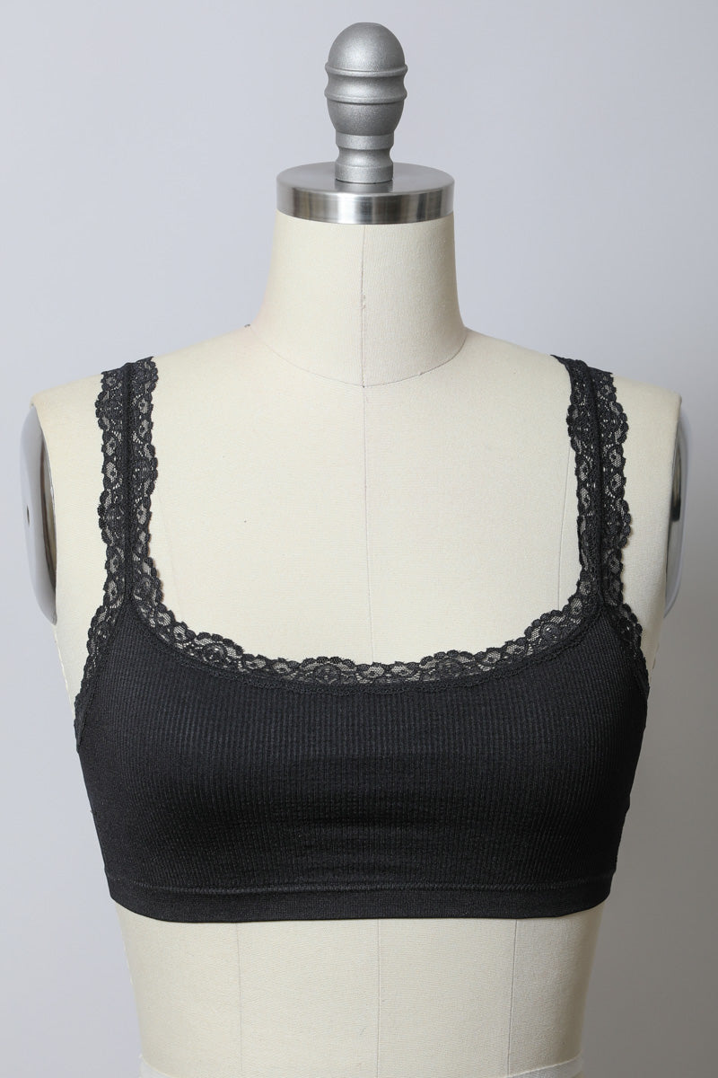 Ribbed Bralette - Black