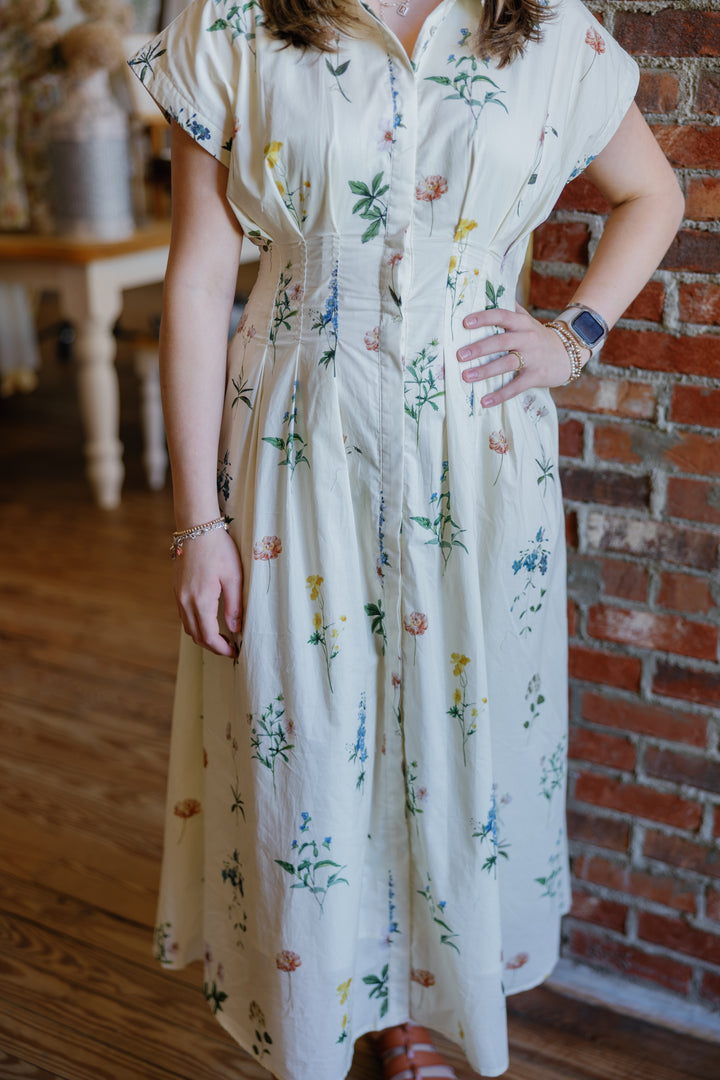 Katy Midi Dress - Cream