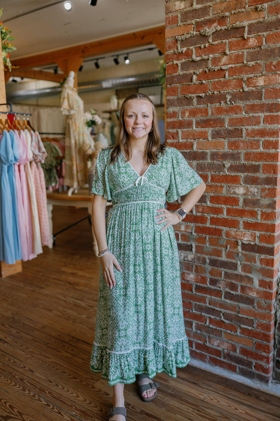 Daisy Midi Dress - Green Rustic Roots Boutique Daisy Midi Dress - Green Rustic Roots Boutique