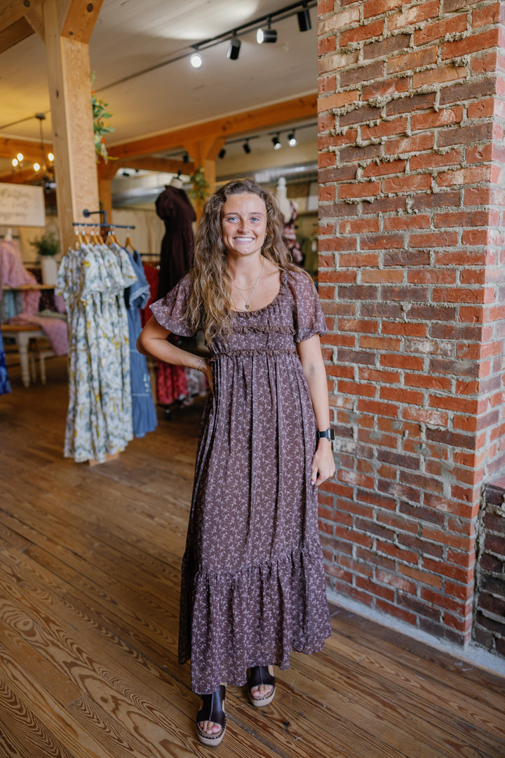 Stephanie Midi Dress - Chestnut