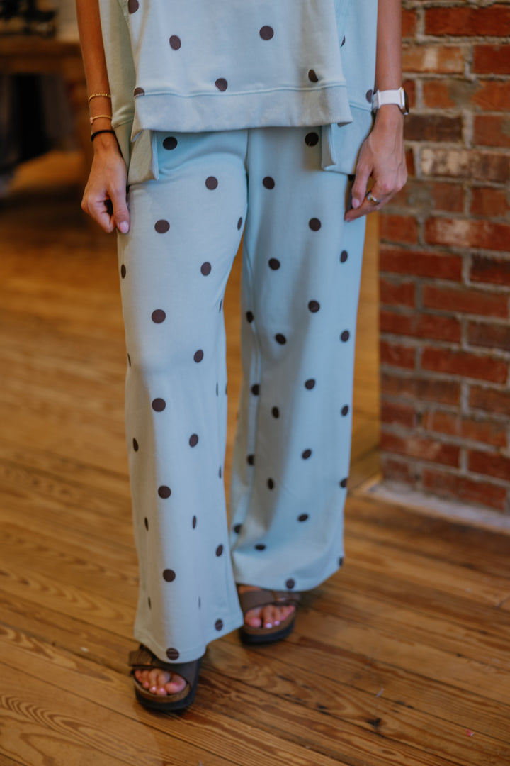 Perfect Polka Dot Set (Pants Only) - Mint/Brown