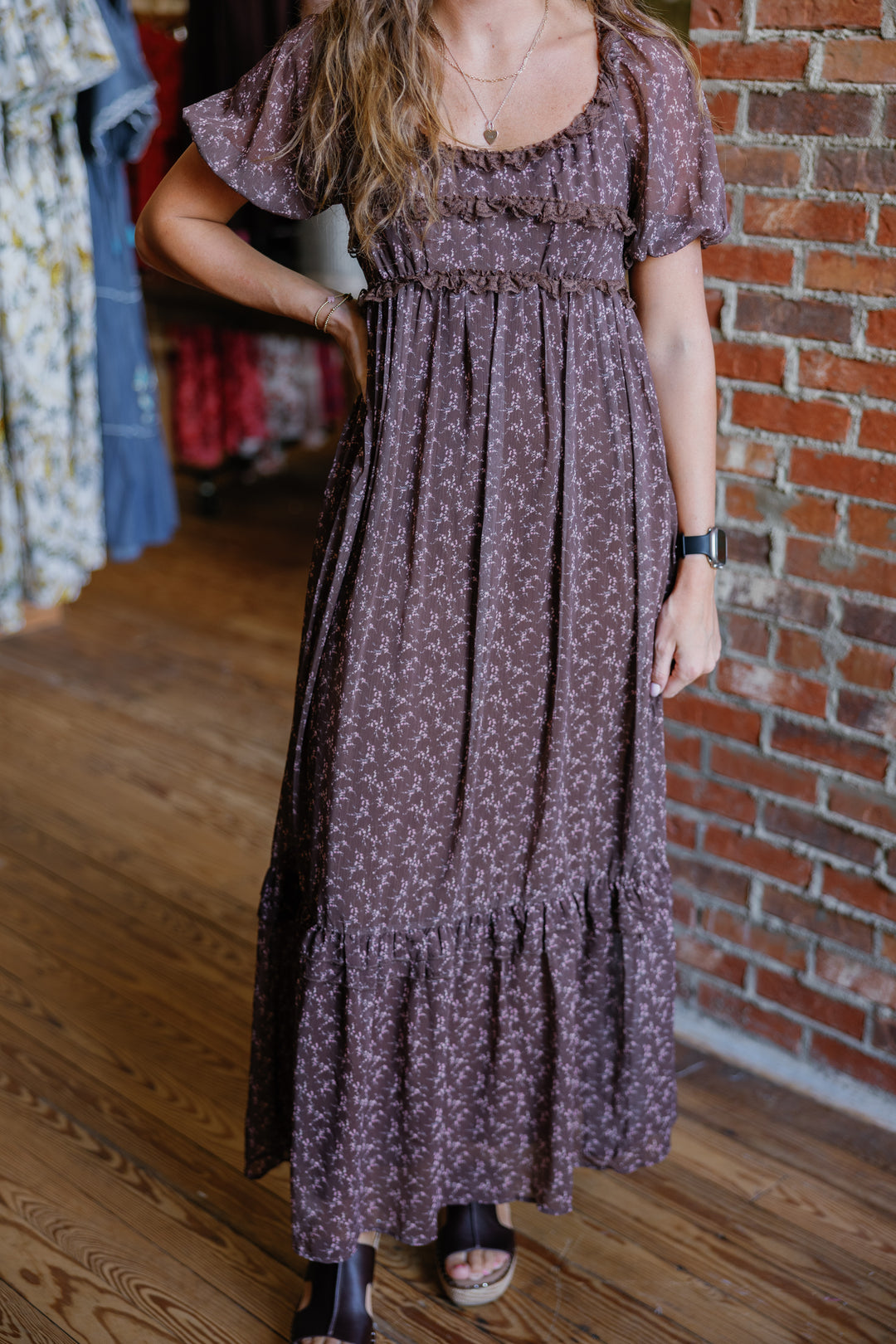 Stephanie Midi Dress - Chestnut