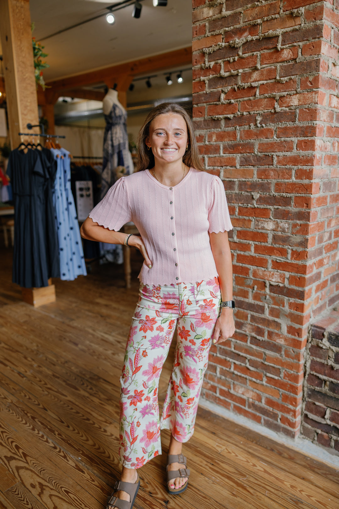 Floral Cropped Pants - Blush