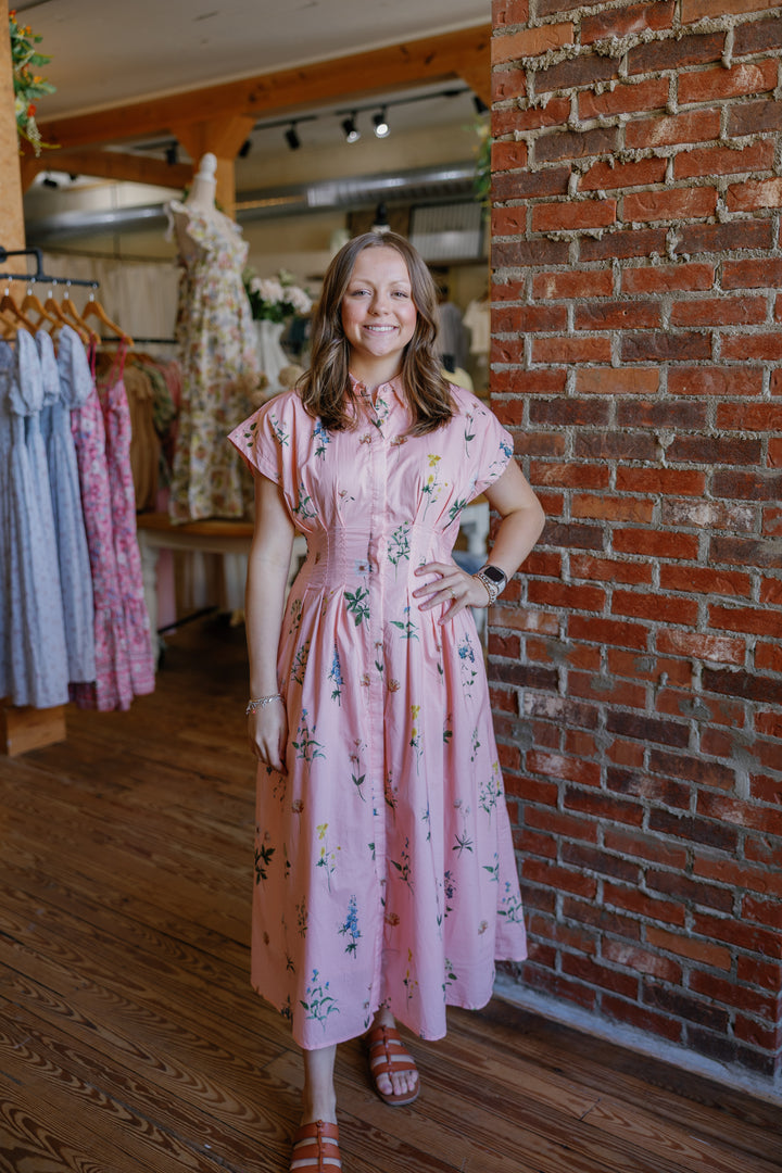 Katy Midi Dress - Pink