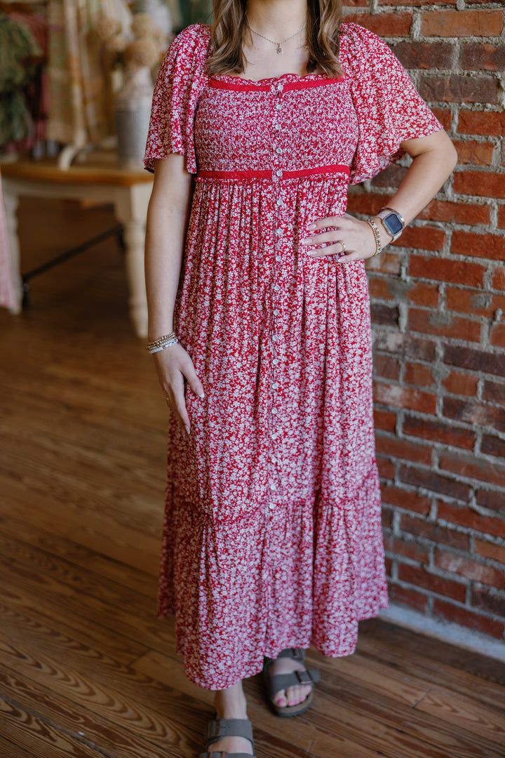 Isla Midi Dress - Red