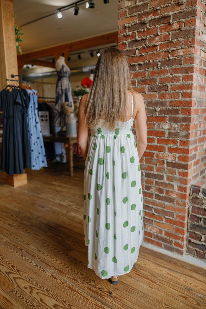 Green Polka Dot Midi Dress