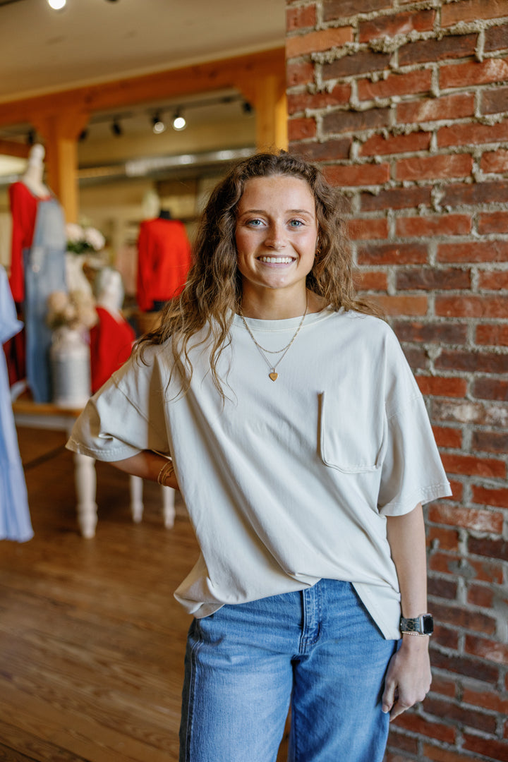 Millie Pocket Tee - Tan