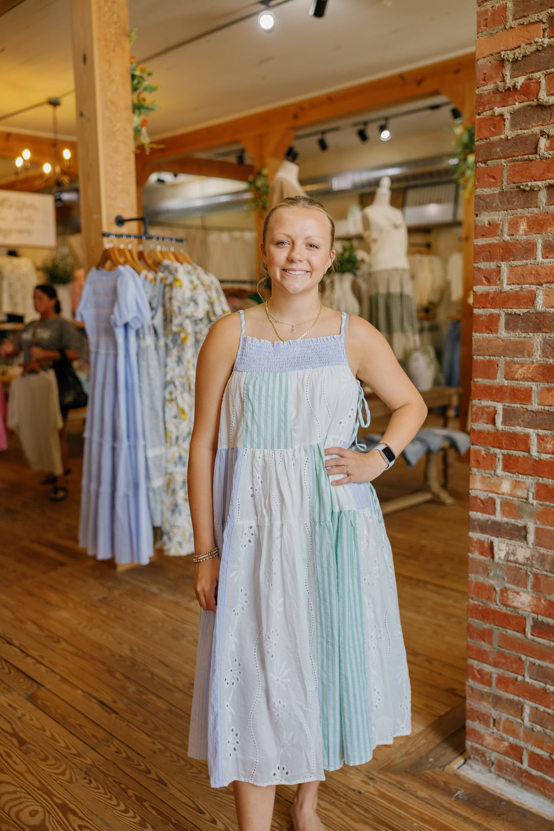 Brookie Midi Dress - White/Green