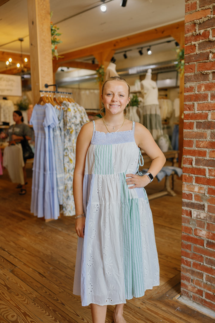 Brookie Midi Dress - White/Green