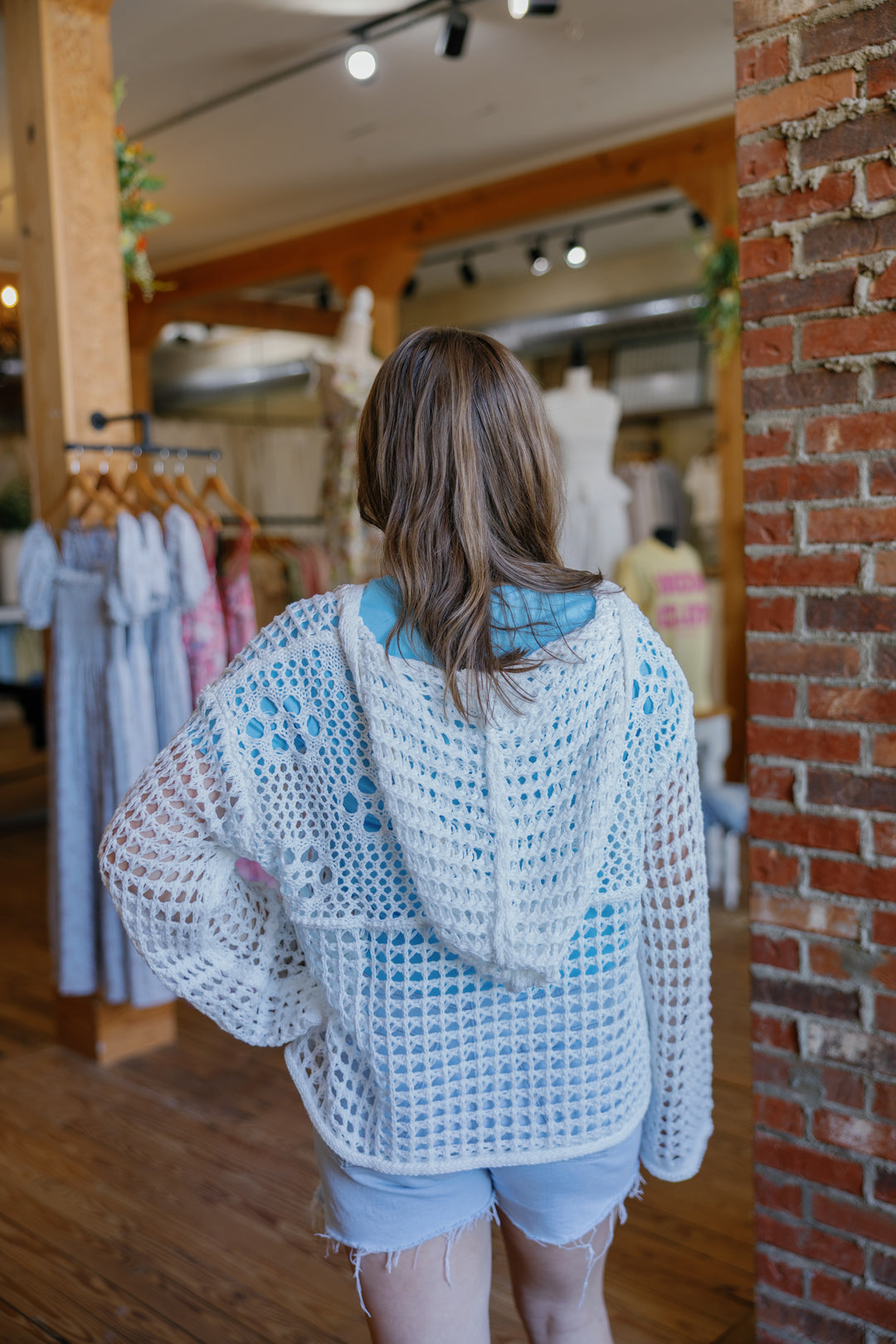 American Flag Knitted Hoodie Top - White