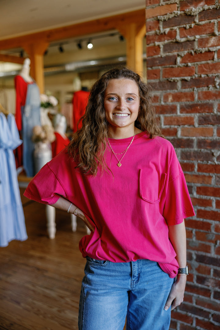 Millie Pocket Tee - Poppy Red