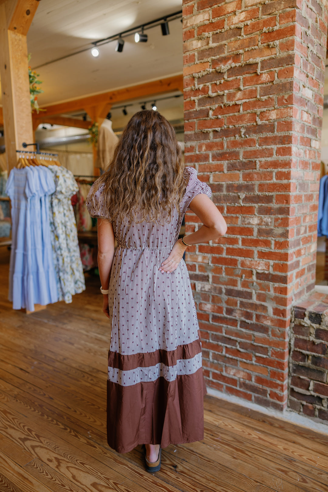 Marie Midi Dress - Brown