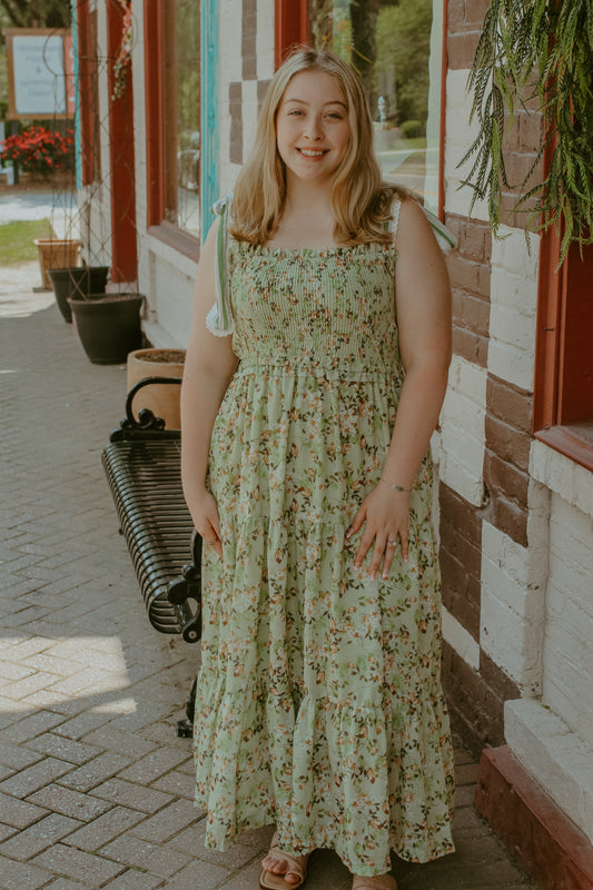 Garden Floral Midi - Lime sage