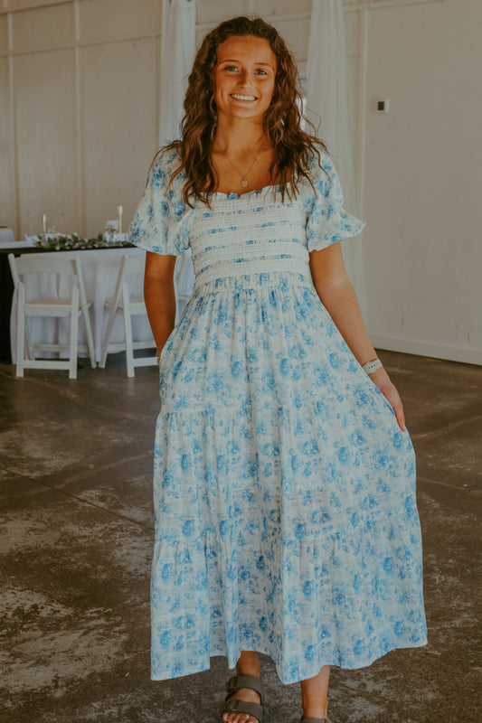 Lou Ann Midi Dress - Blue