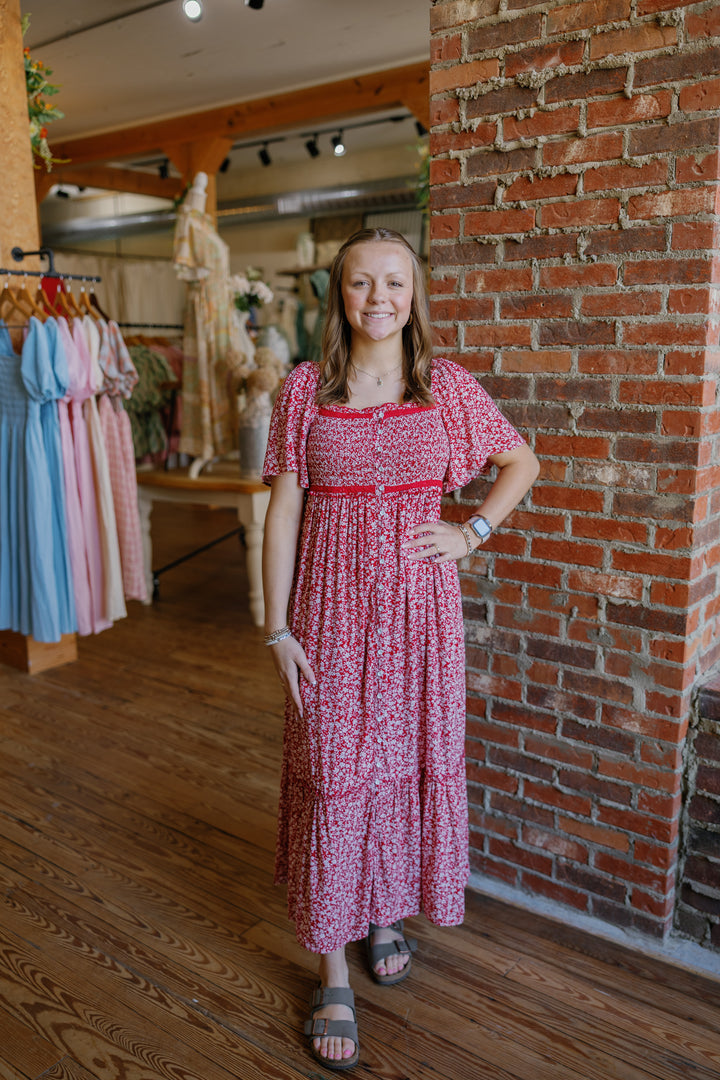 Isla Midi Dress - Red