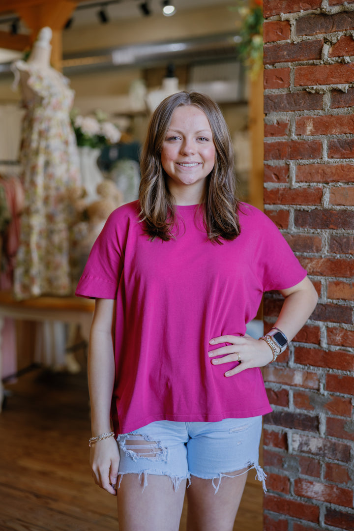 Sarah Slouchy Tee - Plum Pink
