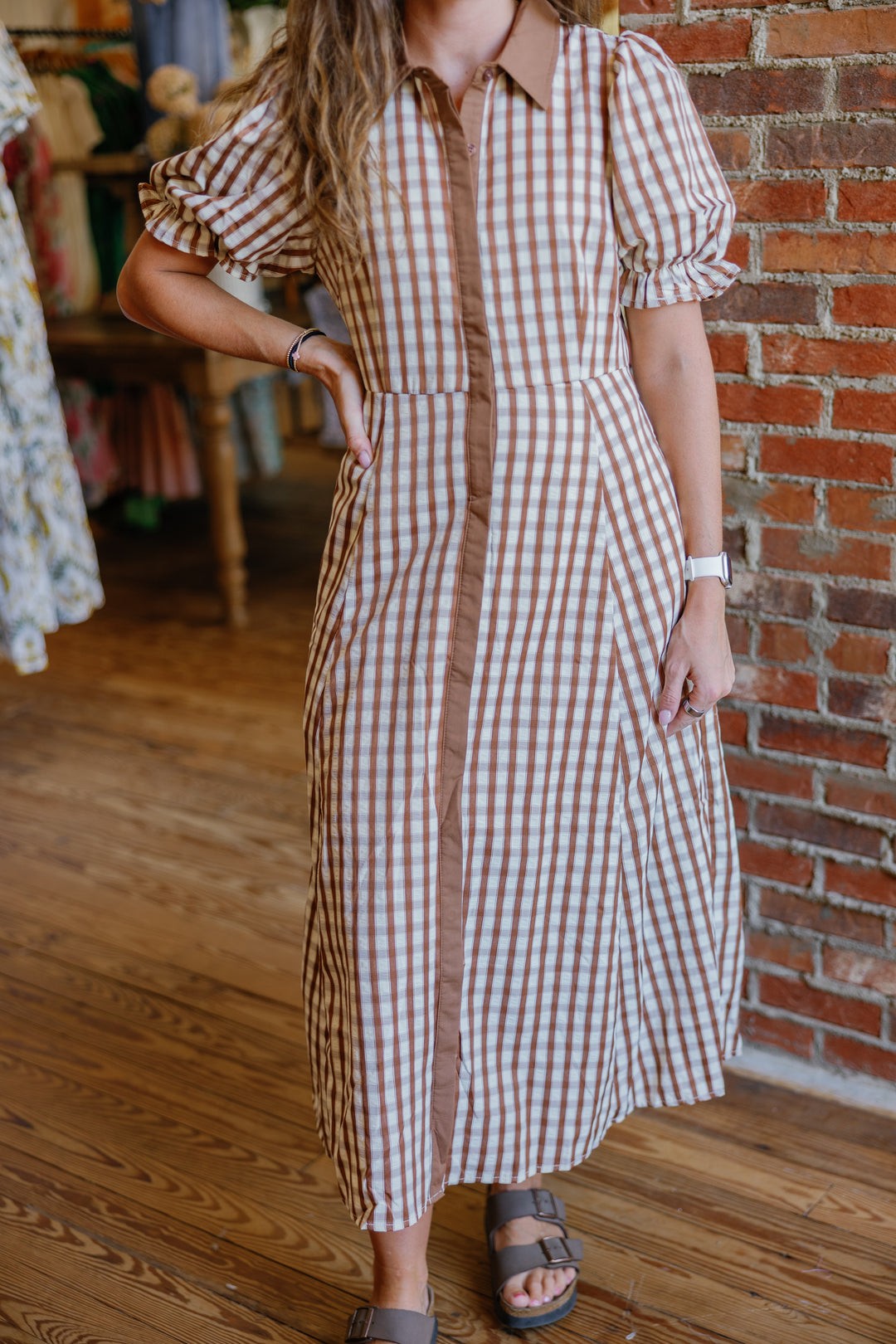Chrisse Midi Dress - Brown