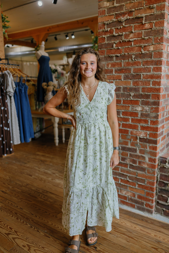 Holly Midi Dress - Light Olive