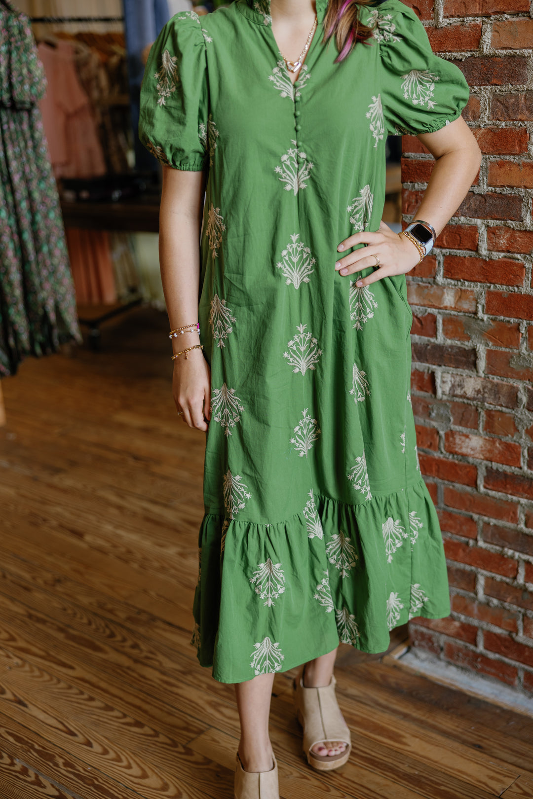 Noelle Midi Dress - Olive