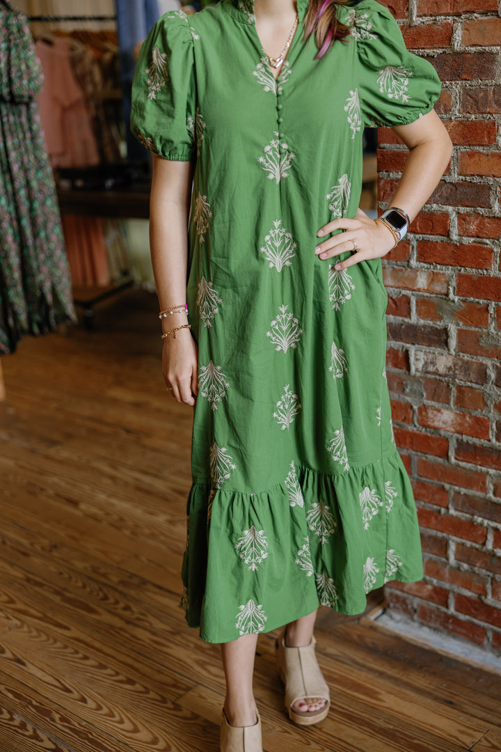 Noelle Midi Dress - Olive