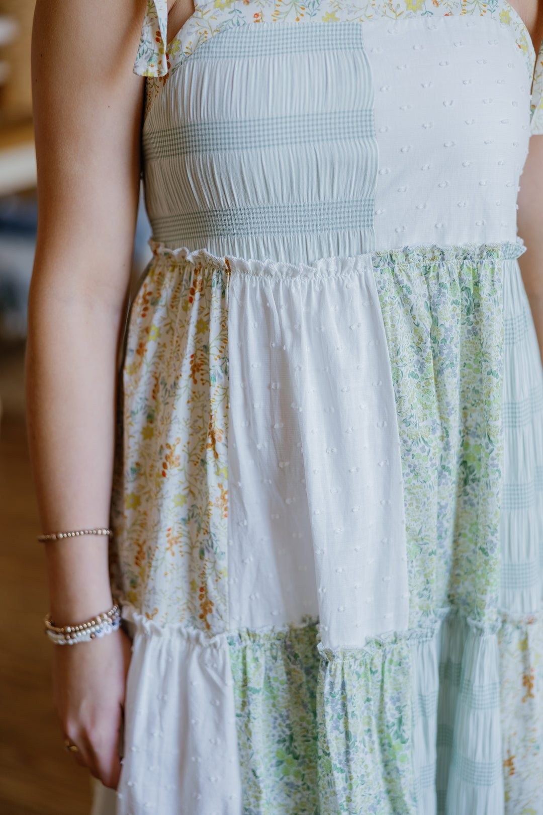 Marie Patchwork Midi Dress