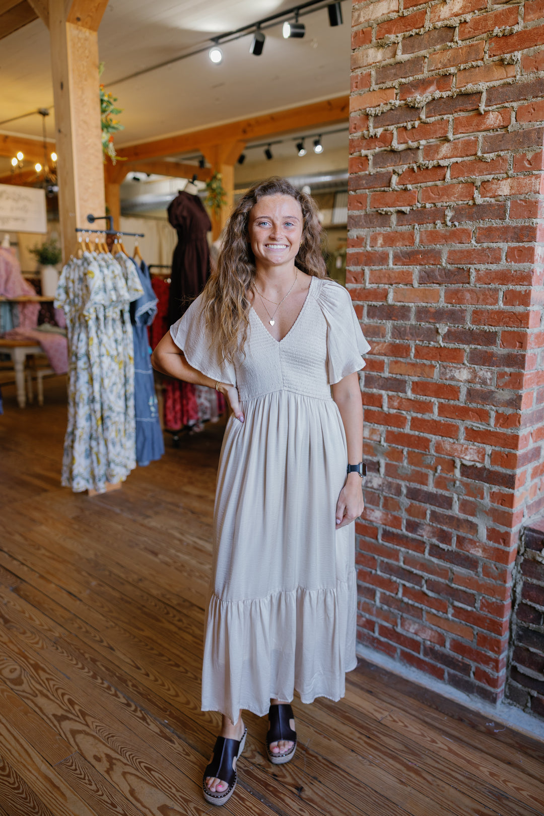 Sierra Midi Dress - Tan