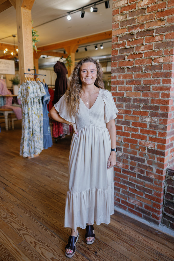 Sierra Midi Dress - Tan