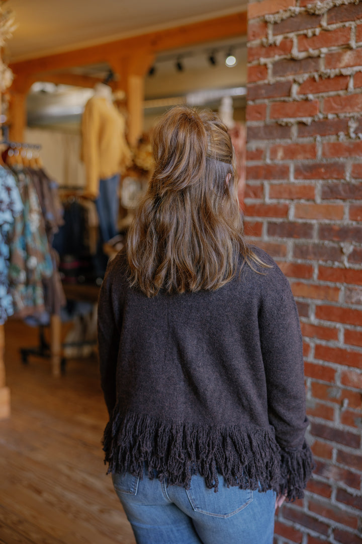 Fringe Knitted Open Cardigan