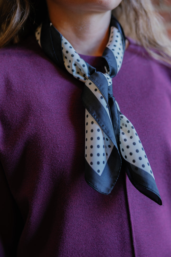 Alice Square Scarf - White Polka Dot