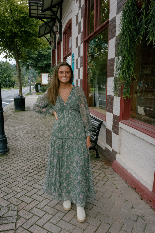 Rebecca Midi Dress - Dried Eucalyptus