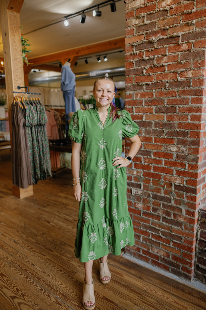 Noelle Midi Dress - Olive