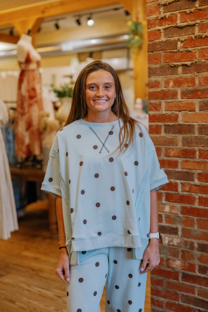Perfect Polka Dot Set (Pants Only) - Mint/Brown