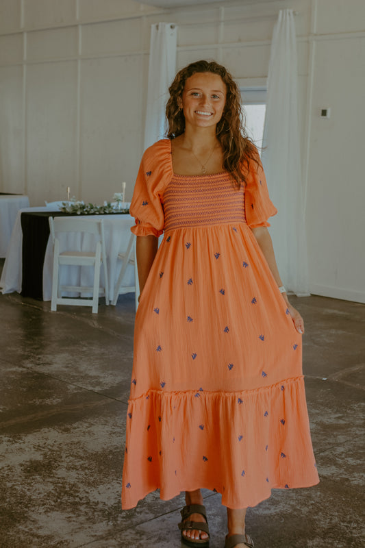 Penny Midi Dress - Apricot