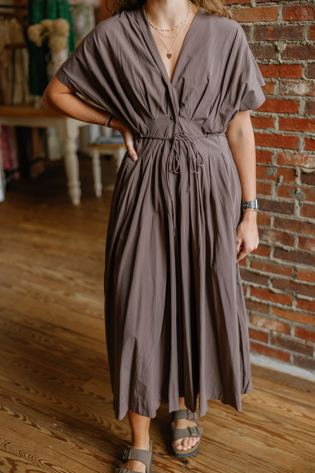 Carly Midi Dress - Chocolate