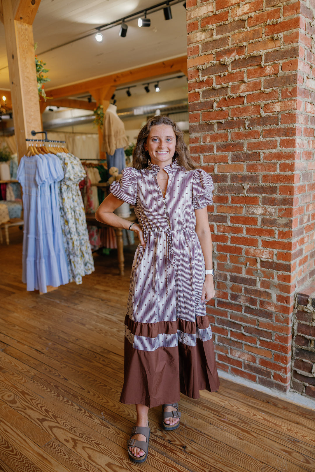 Marie Midi Dress - Brown
